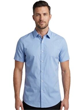 Hyden Yoo Men’s Blue Cotton Button Up Dress Shirt Size Small